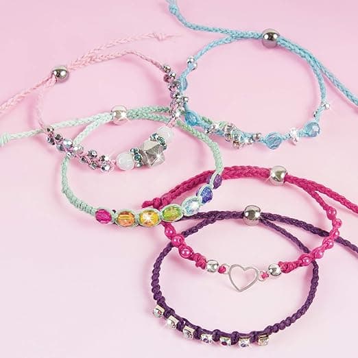 Make It Real Rainbow Bling Bracelets Kit|Create 5 Unique Cord Charm Bracelets|82 Pieces, Includes Play Tray, All-in-One, DIY Bracelet Kit, Tweens & Girls|Arts & Crafts|Kids Ages 8+|Made in India view 2