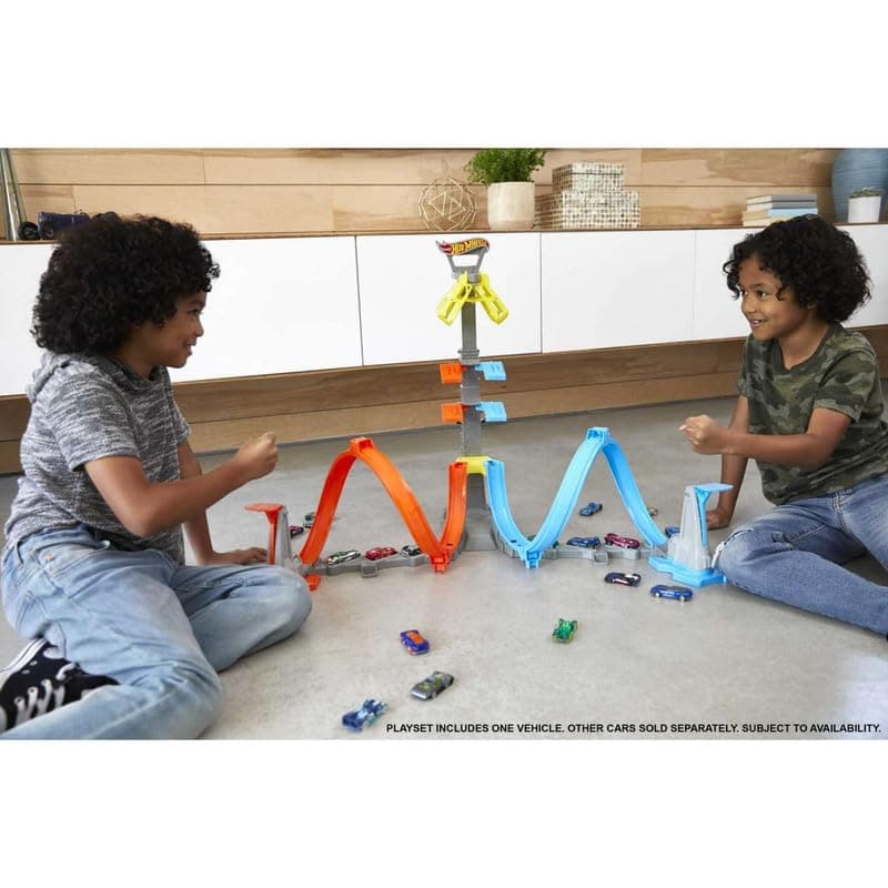 Mattel Hot Wheels Loop & Launch Track Set for Kids 5-10 Years Old with Adjustable 2-Foot-Tall Winner S Cage, Spiral Loop, & Point Panels, Simple Set-Up & Collapsible for Easy Storage view 2