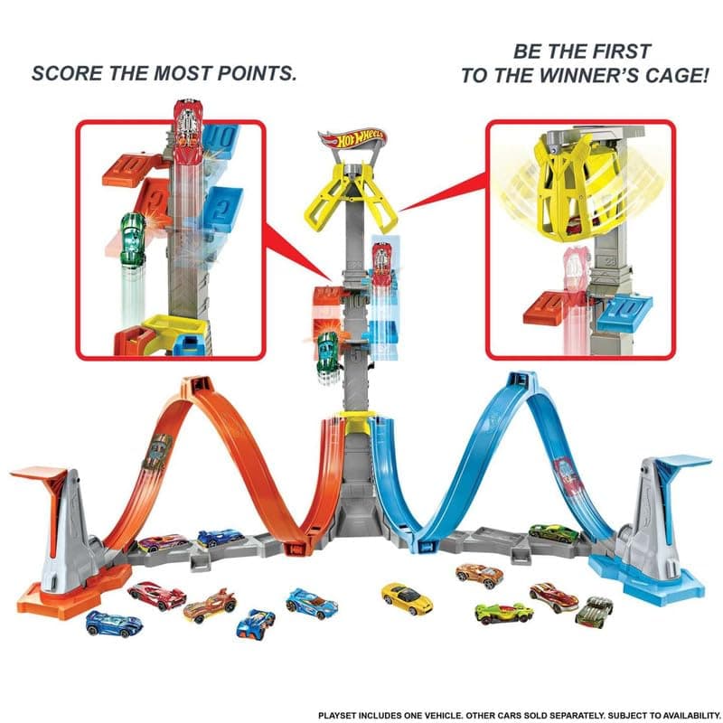 Mattel Hot Wheels Loop & Launch Track Set for Kids 5-10 Years Old with Adjustable 2-Foot-Tall Winner S Cage, Spiral Loop, & Point Panels, Simple Set-Up & Collapsible for Easy Storage view 3