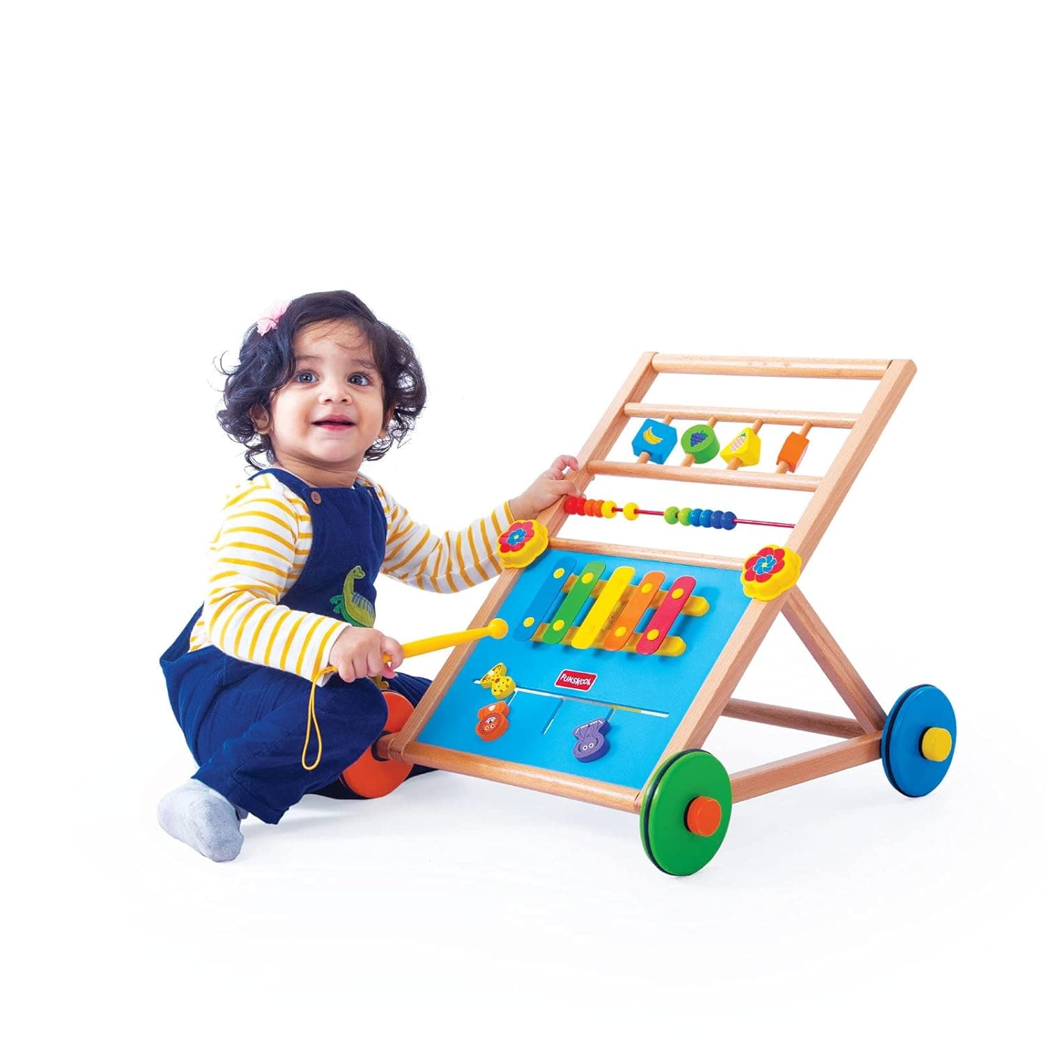 Giggles - Activity Walker, Multicolour Wooden Musical Walker, Develops Motor Skills Using Xylophone, Animal Maze, Counting Beads, Geo Shaped Spinners view 4