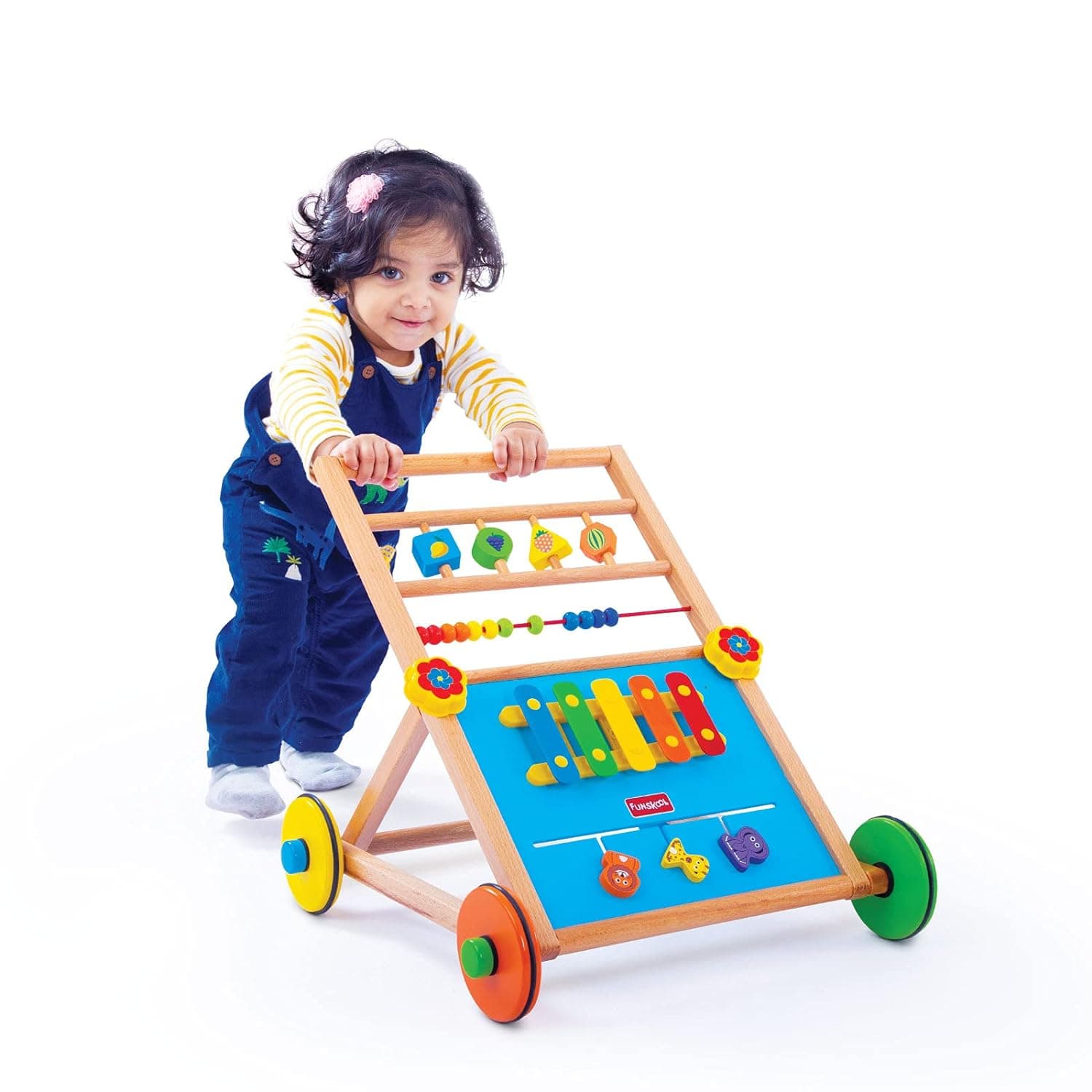 Giggles - Activity Walker, Multicolour Wooden Musical Walker, Develops Motor Skills Using Xylophone, Animal Maze, Counting Beads, Geo Shaped Spinners view 5