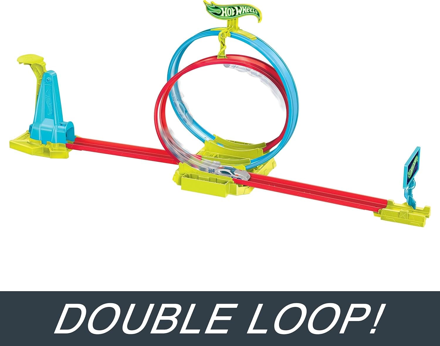 ​Hot Wheels Neon Speeders Track Set Laser Stunt Slamway with 1 Hot Wheels Car Tri-Colored Track Connects to Other Sets Easy Storage view 2