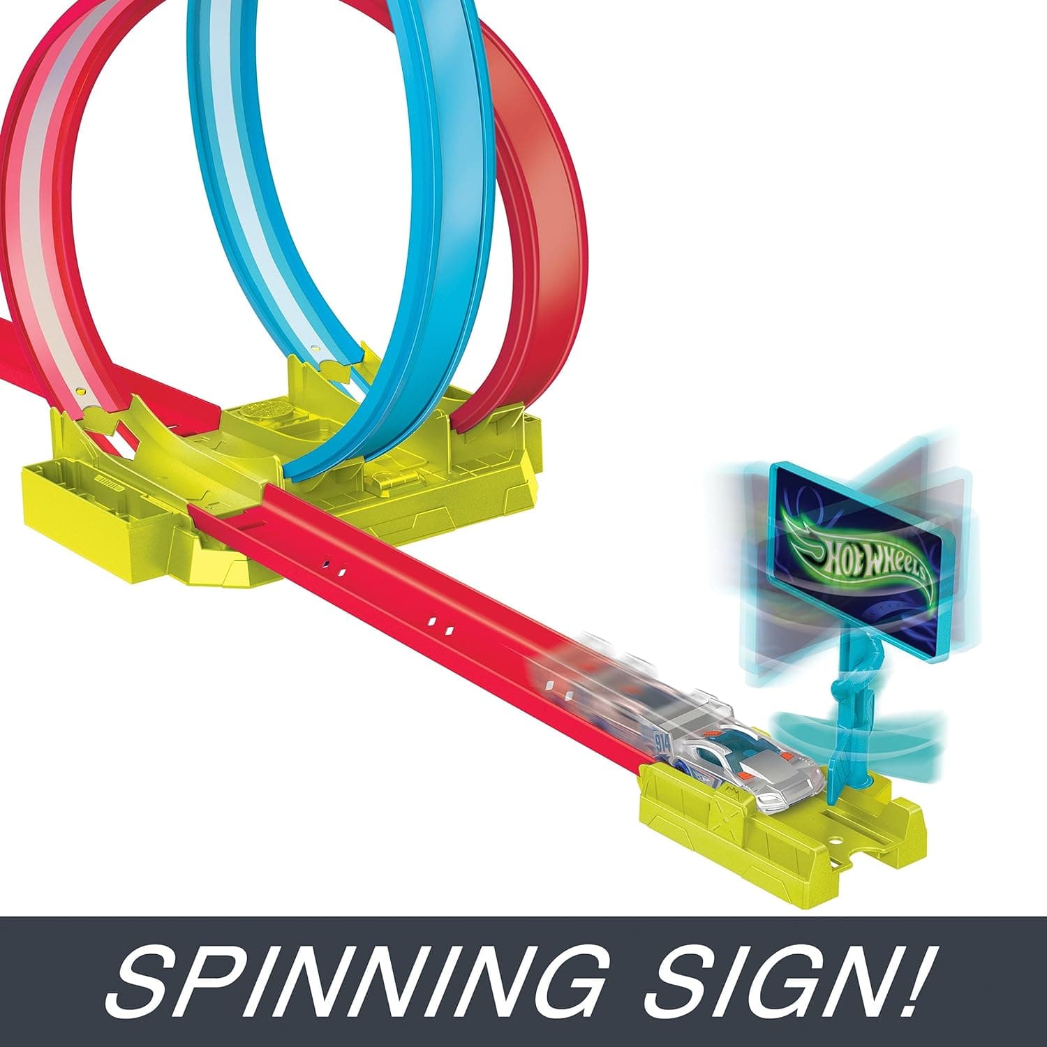 ​Hot Wheels Neon Speeders Track Set Laser Stunt Slamway with 1 Hot Wheels Car Tri-Colored Track Connects to Other Sets Easy Storage view 3