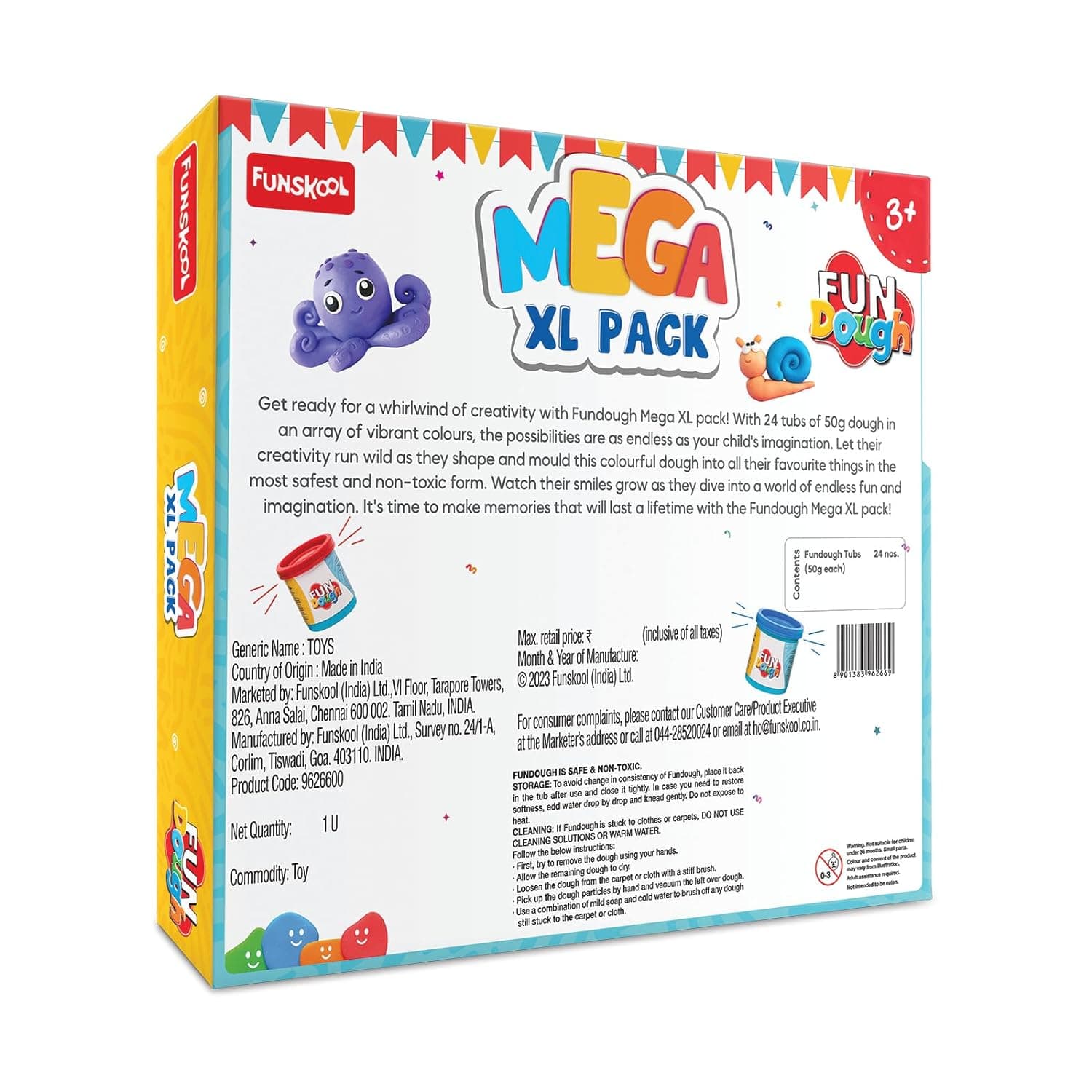 Fundough Funskool Mega XL Pack - 24 tubs of dough, 25gms each, Multicolour, Dough, Toy, Shaping, Sculpting, 3 Years and above view 2