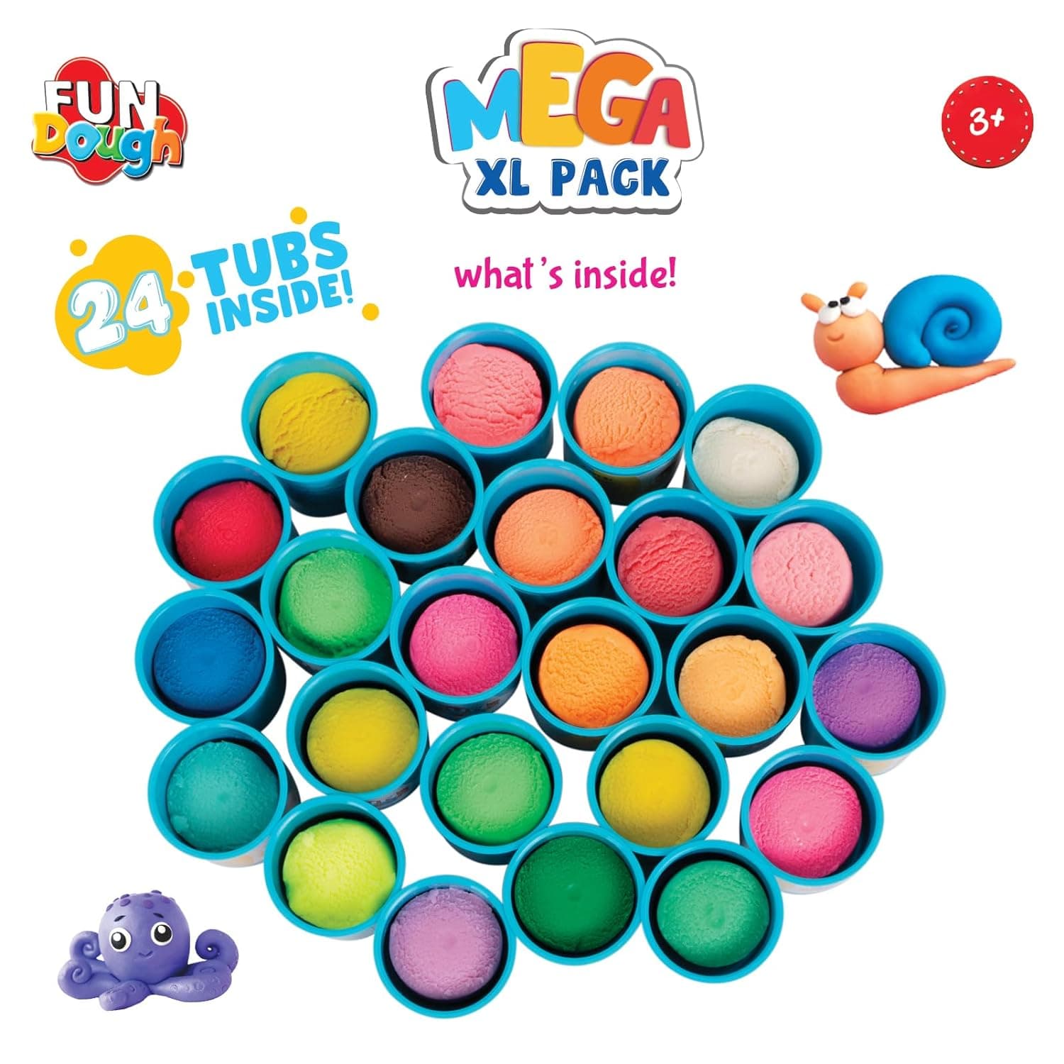 Fundough Funskool Mega XL Pack - 24 tubs of dough, 25gms each, Multicolour, Dough, Toy, Shaping, Sculpting, 3 Years and above view 3