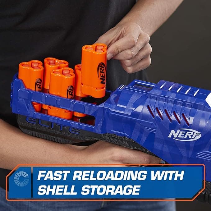 Nerf Trilogy DS-15 N-Strike Elite Toy Blaster with 15 Foam Darts, 5 Shells (Multicolour)