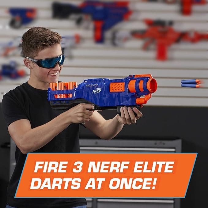 Nerf Trilogy DS-15 N-Strike Elite Toy Blaster with 15 Foam Darts, 5 Shells (Multicolour) view 3