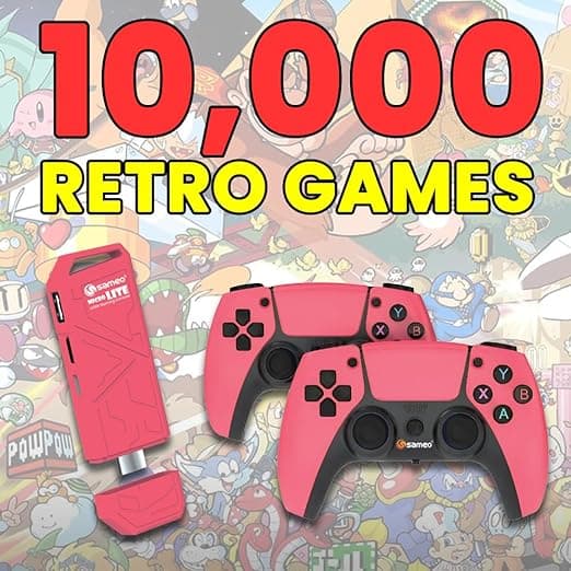 Sameo Micro Lite HDMI Gaming Console ,Game Stick, Video Games, Console Built -in 10000 Retro Games Dual Player- 4K Ultra HD Wireless TV Game Stick,Video Game (Red) view 3