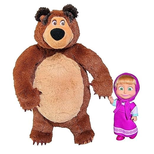Masha & The Bear Play Set Set by Fratelli (12cm Masha Doll, 25cm Plush Bear with Animals Friends Play Set) view 2