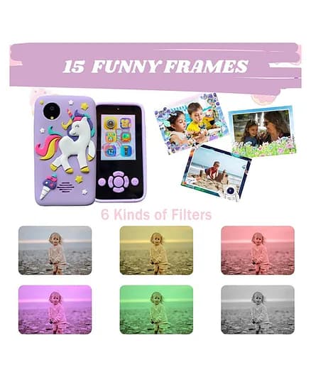 Knick Knack Kids Smartphone Toy with MP3 Music Player- Dual Camera for Selfies- in Built Games 2.4" Screen 8MP Camera (Pink) view 2