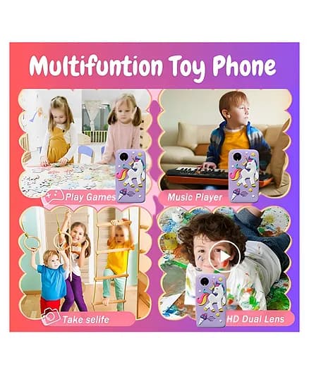 Knick Knack Kids Smartphone Toy with MP3 Music Player- Dual Camera for Selfies- in Built Games 2.4" Screen 8MP Camera (Pink) view 3