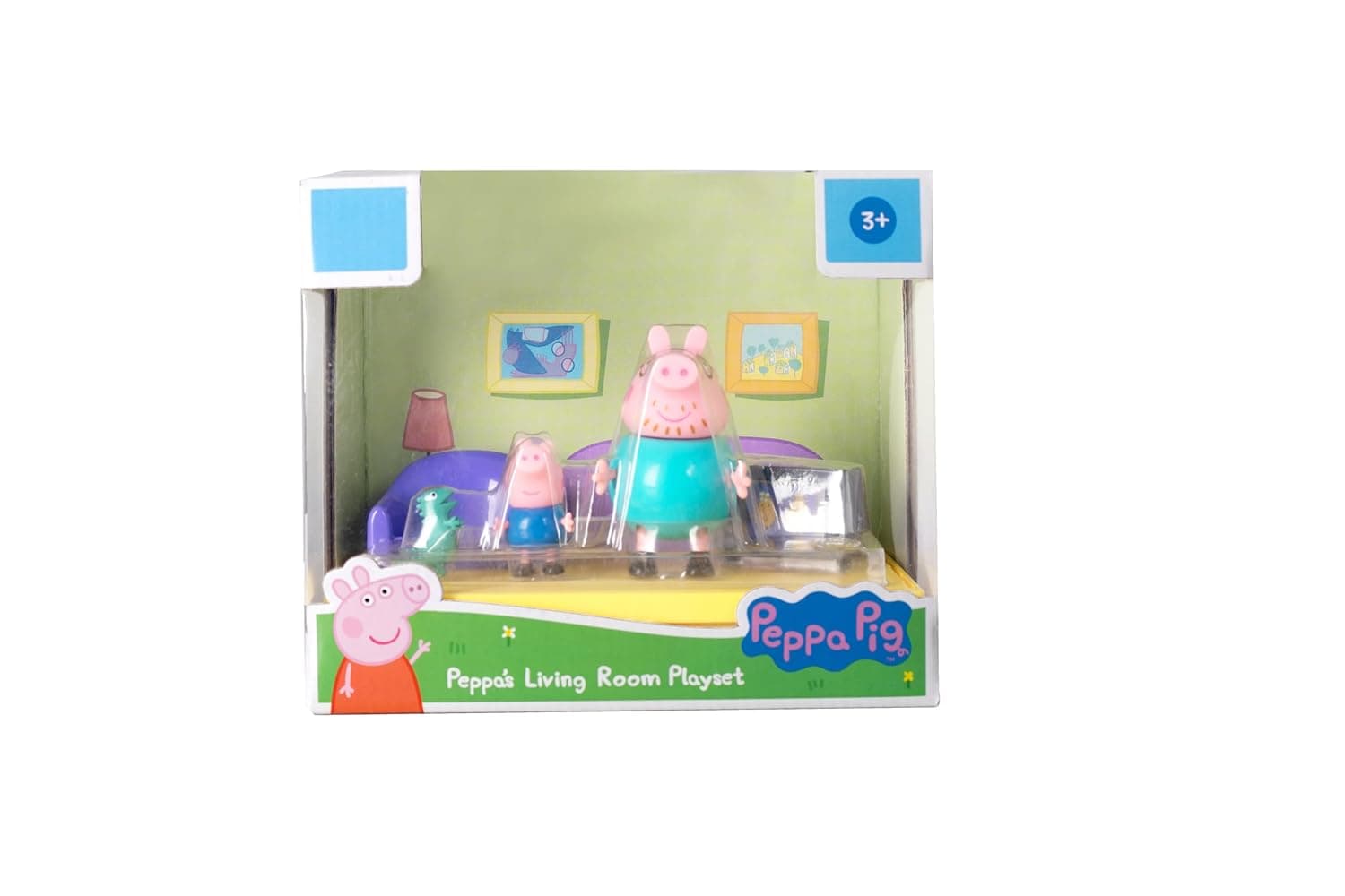 PEPPA PIG Living Room Themed Preschool Toy with Daddy Pig and George, Includes 2 poseable Figures, Peppa's Living Room Accessories and Scene Cards, Toy for Kids Ages 3+ view 2