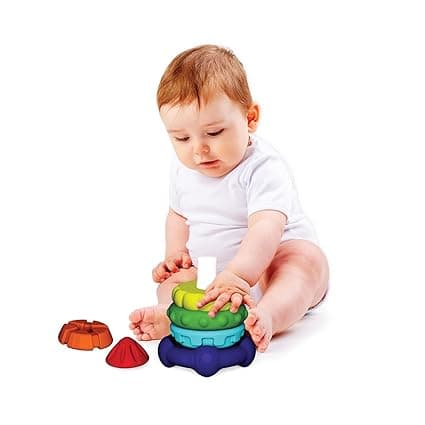 Funskool Giggles Stack a Rocket 6pcs with Textures Multi-Coloured Learning Educational Toy, Toy for Toddlers, 6 Months and Above, Colourful and Creativity, Safe Material, 6 Pieces