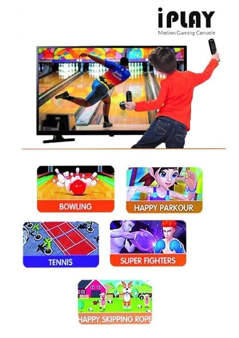 Sameo i Play 32 Bit Motion TV Video Game Console for Kids with 962Built in Games 31 Motion Sports Games,31 Casual Puzzle Games and 900 8-Bit Games Toy Birthday Gift for Boys Girls