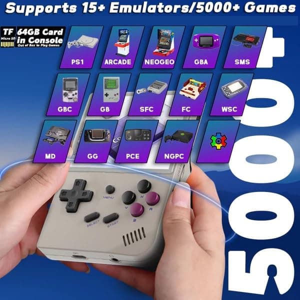 Sameo SG9000 RG35XX Handheld Retro Game Console (Transparent Purple) view 3
