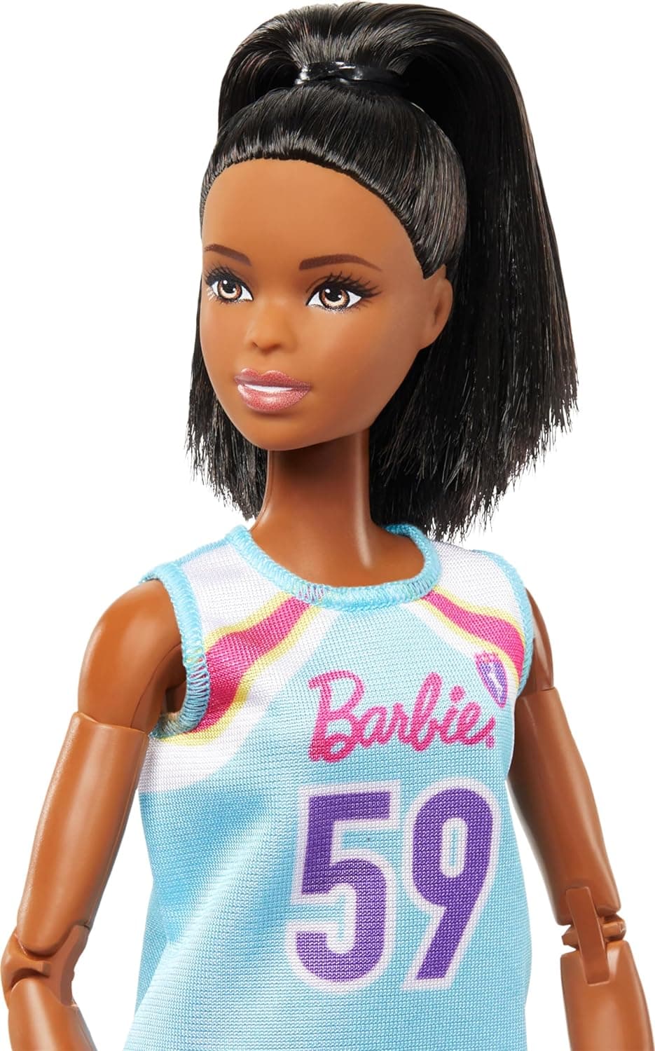 Barbie Made to Move Doll & Accessories, Brunette Basketball Player Wearing Removable Uniform with Ball, 22 Bendable Joints? view 2