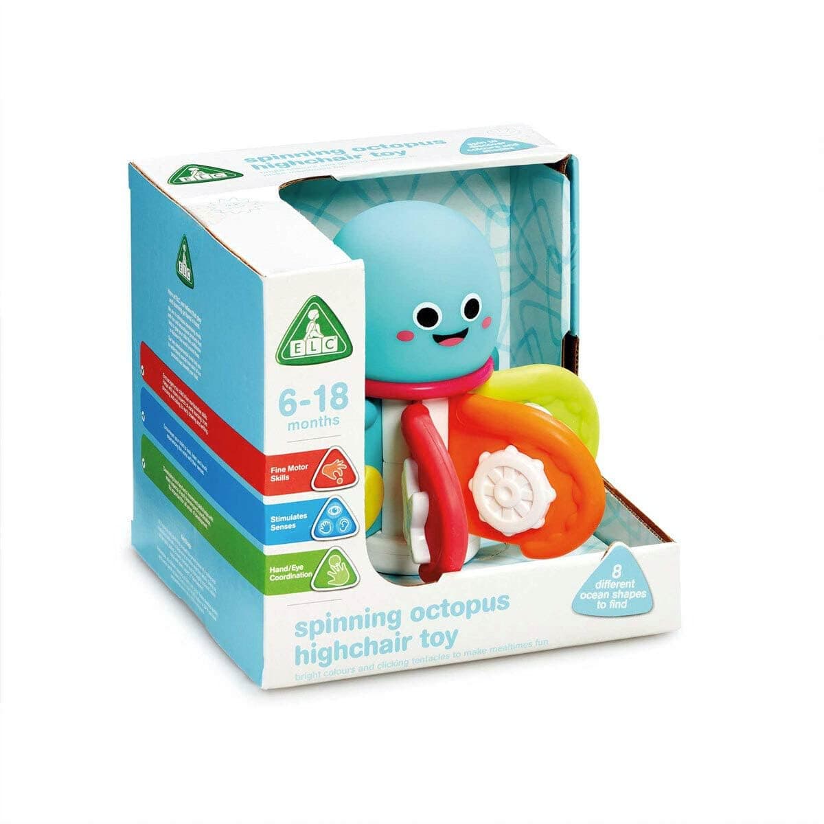 ELC Spinning Octopus Highchair Toy - Soft & Squeezy, Strengthen Muscles, Easily Attachable to Flat Surfaces, Ideal for Toddlers view 2