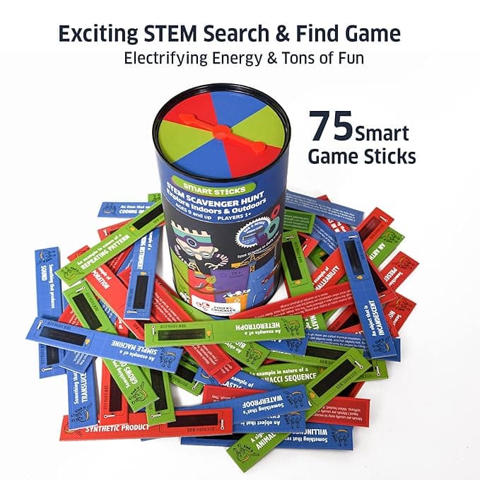Chalk and Chuckles Smart Sticks-Stem Scavenger Hunt Game for Kids Age 8-10-12-14 Years, Gift for Boys and Girls 8-12 Year Old, Science Toys
