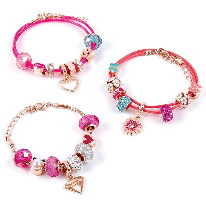 Make It Real Halo Charms Think Pink|Create 3 Beatiful Bracelets|Includes 1 Metallic Bracelet,2 Cord Bracelet,15 Decorative Beads,3 Charms,6 Bead Charms|28pcs DIY Arts & Crafts, Girls 8+|Made in India view 3