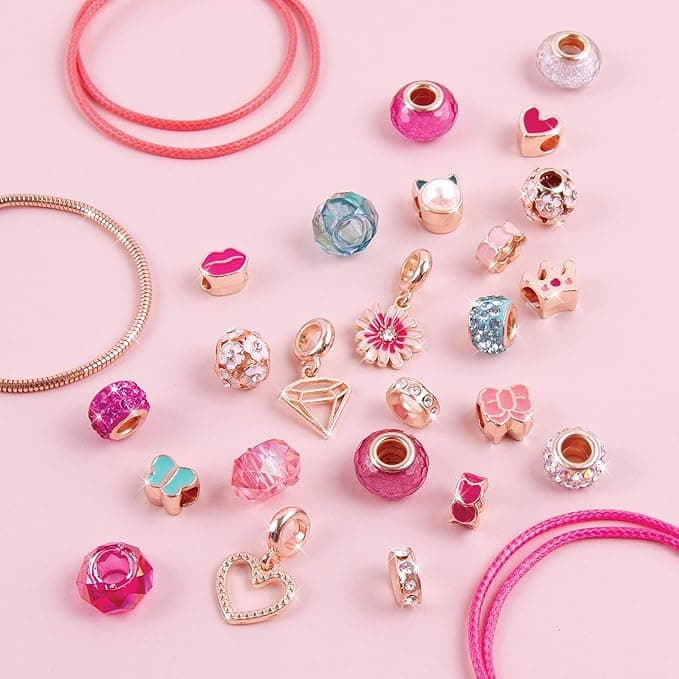 Make It Real Halo Charms Think Pink|Create 3 Beatiful Bracelets|Includes 1 Metallic Bracelet,2 Cord Bracelet,15 Decorative Beads,3 Charms,6 Bead Charms|28pcs DIY Arts & Crafts, Girls 8+|Made in India view 4