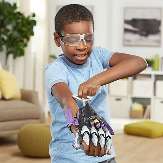 Marvel Mech Strike Mechasaurs Black Panther Sabre Claw Blaster, NERF Blaster with 3 Darts, Role Play Super Hero Toys for Kids Ages 5 and Up view 4