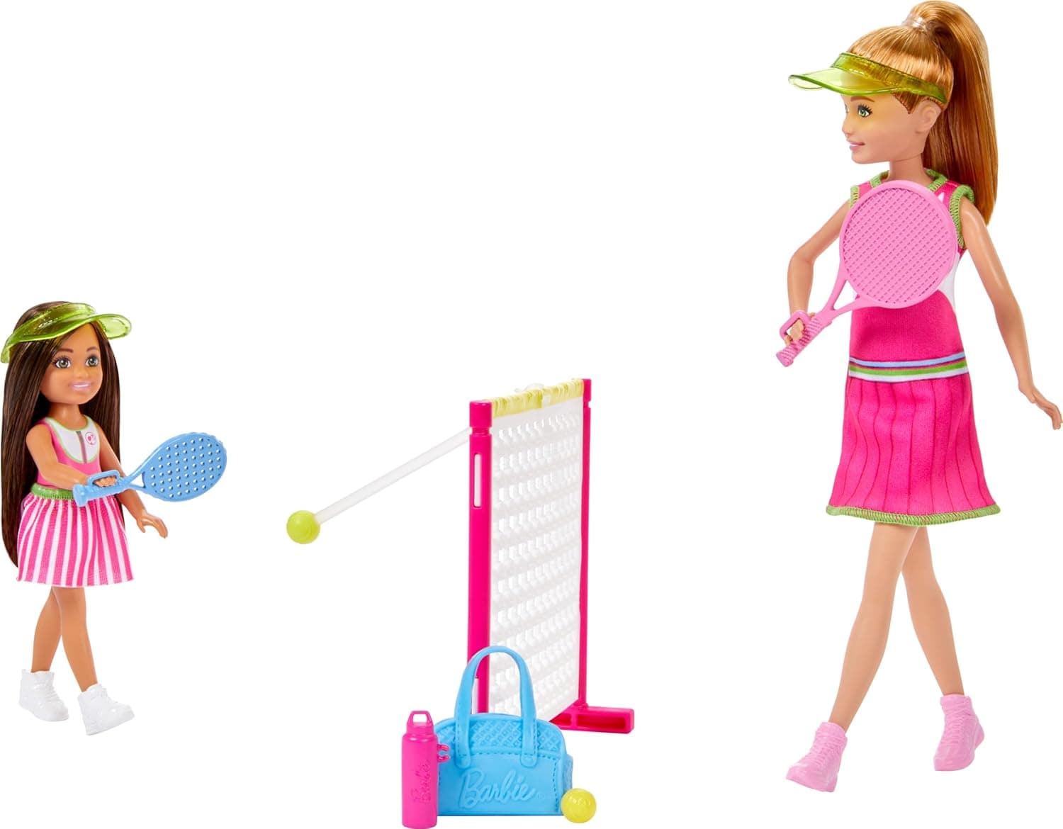 Barbie Stacie & Chelsea Tennis Playset with 2 Dolls & 5+ Accessories Including Net with Swinging Ball Feature & Sports Gear view 5