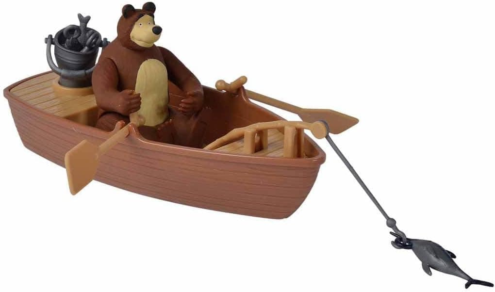 Masha & The Bear Mini Fishing Boat Set by Fratelli | Bear Doll with Fishing Boat Set | 3 Inch Masha Series Bear Doll and Its Boat and Fishing Accessories | Made in India view 4