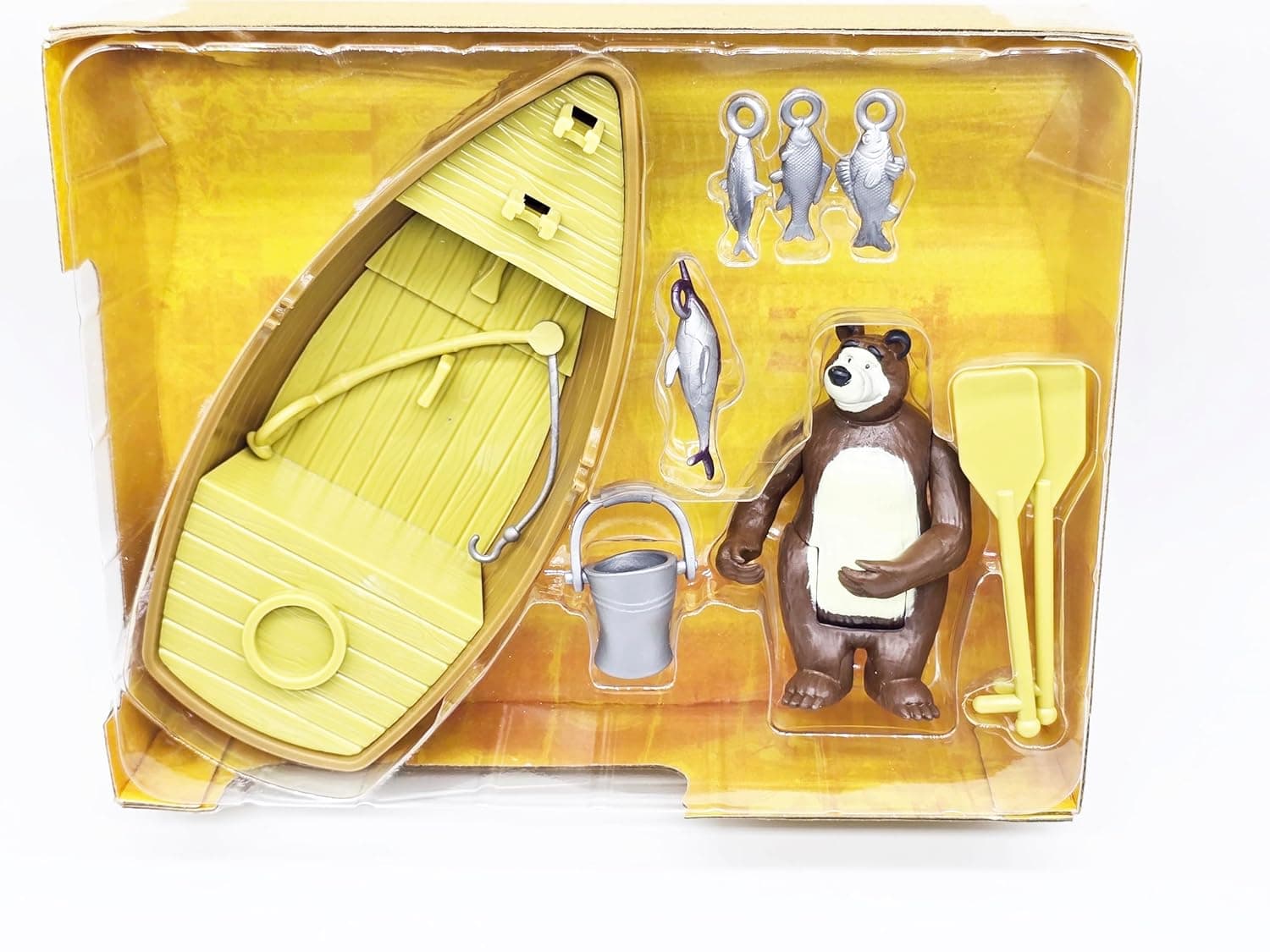 Masha & The Bear Mini Fishing Boat Set by Fratelli | Bear Doll with Fishing Boat Set | 3 Inch Masha Series Bear Doll and Its Boat and Fishing Accessories | Made in India view 3