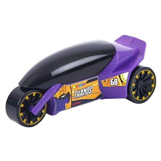SKOODLE Marvel Pull-Back Rider Bike for Kids - Thanos Motorcycles, Marvel Inspired Toy Bikes with Sturdy and Long-Lasting Construction, Enhances Motor Skills and Fun Vehicle Toy for Gift - Purple view 3