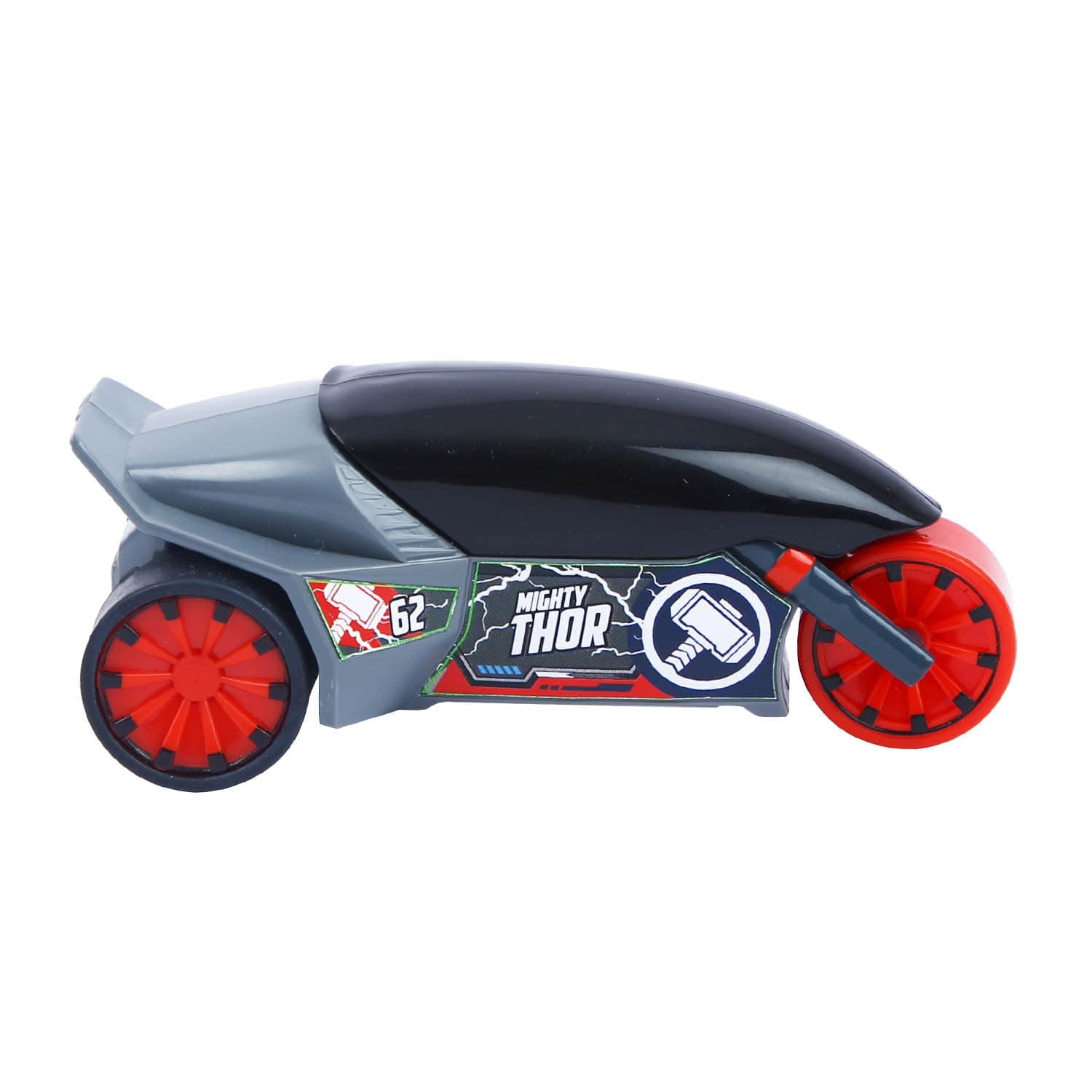 SKOODLE Marvel Pull-Back Rider Bike for Kids - Thor Edition Motorcycles, Marvel Inspired Toy Bikes with Sturdy and Long-Lasting Construction, Enhances Motor Skills and Fun Vehicle Toy for Gift - Grey
