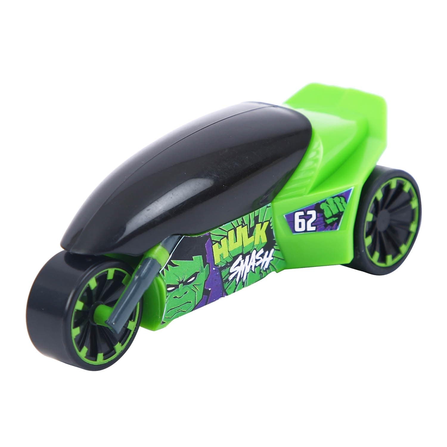 SKOODLE Marvel Pull-Back Rider Bike for Kids - Hulk Edition Motorcycles, Marvel Inspired Toy Bikes with Sturdy and Long-Lasting Construction, Enhances Motor Skills, Fun Vehicle Toy for Gift - Green view 2