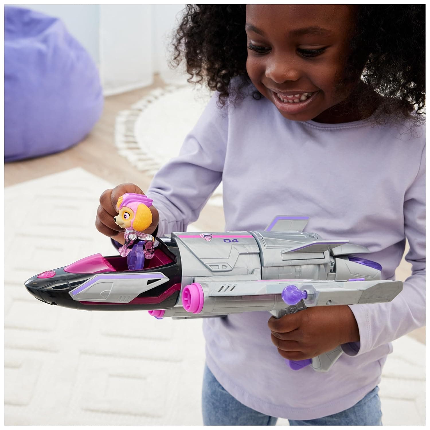 Paw Patrol The Mighty Movie Transforming Rescue Jet with Skye|Mighty Pups Action Figure|Kids Collectable Car Figure with Lights and Sounds view 4