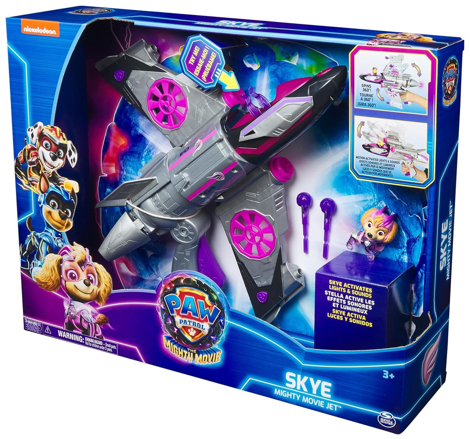 Paw Patrol The Mighty Movie Transforming Rescue Jet with Skye|Mighty Pups Action Figure|Kids Collectable Car Figure with Lights and Sounds view 5