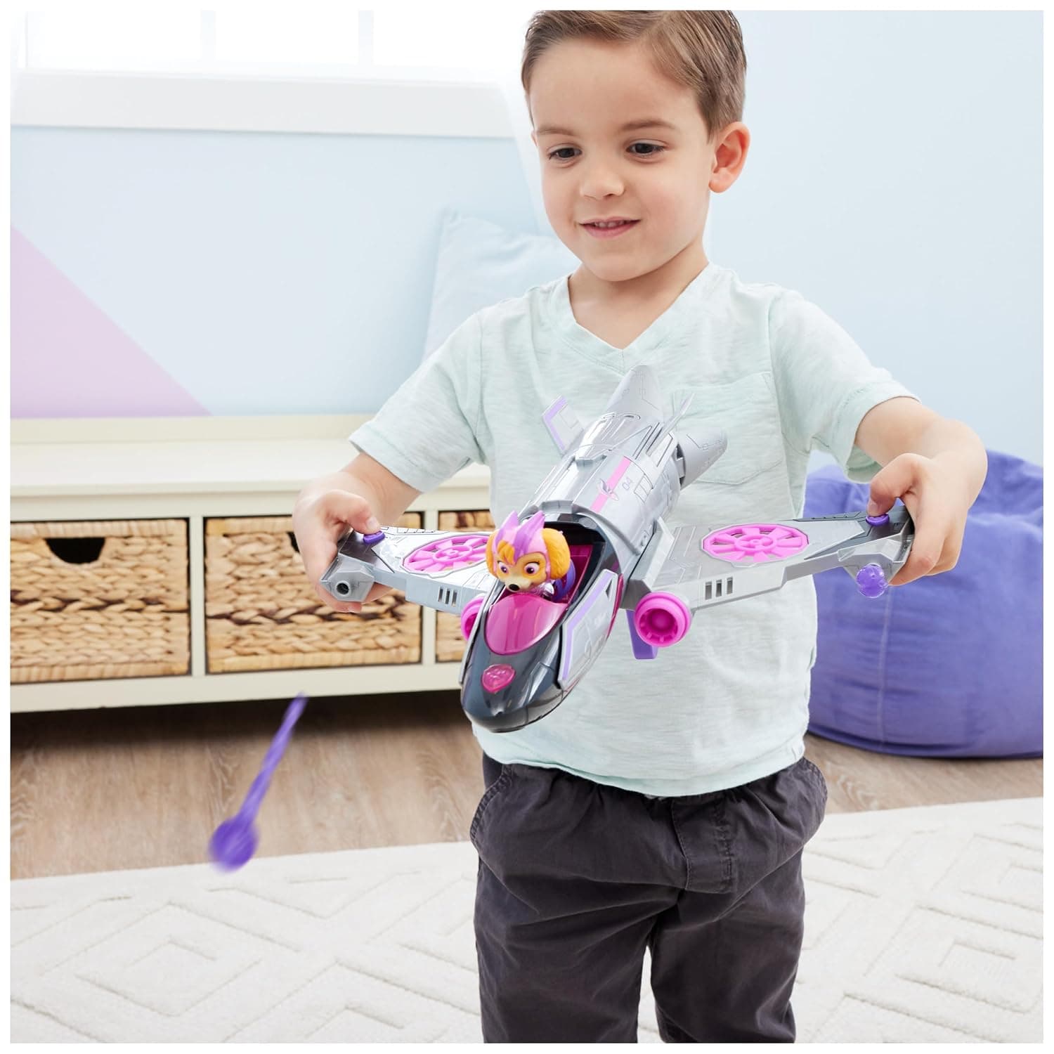 Paw Patrol The Mighty Movie Transforming Rescue Jet with Skye|Mighty Pups Action Figure|Kids Collectable Car Figure with Lights and Sounds view 6