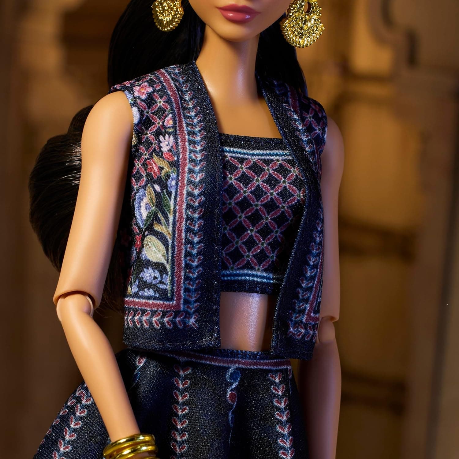 Barbie Diwali Doll by Anita Dongre Wearing Festival of Lights Look, Holiday Collectible with Doll Stand & Certificate of Authenticity view 3