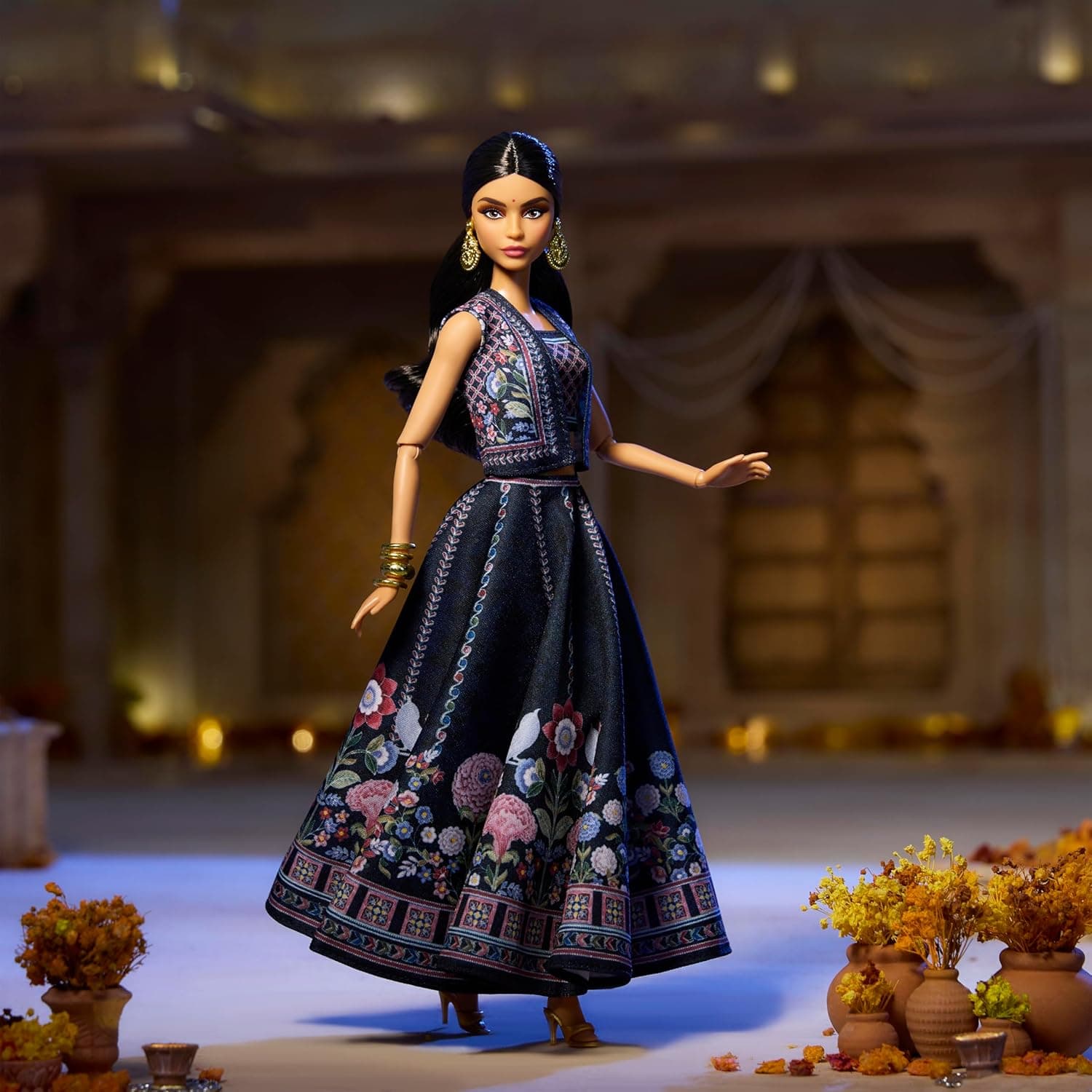 Barbie Diwali Doll by Anita Dongre Wearing Festival of Lights Look, Holiday Collectible with Doll Stand & Certificate of Authenticity view 5