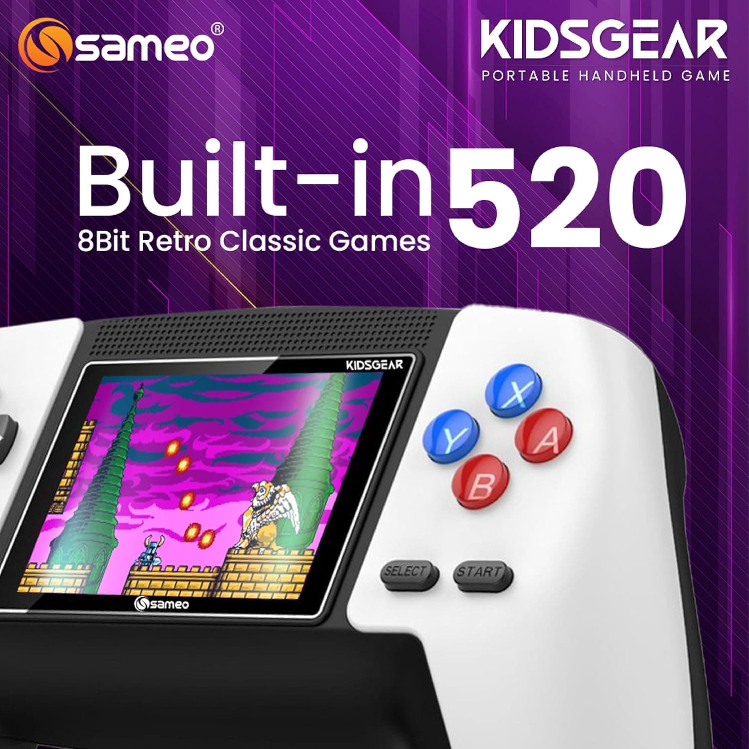 Sameo Kidsgear Controller Shaped Handheld Console Built-in 520 Retro Game (Graphite Grey) view 4