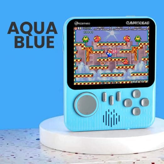 Sameo GameGear Handheld Video Game Console, Retro Mini Game with 666 Classic Retro Game TV Compatible for Kids, Rechargeable 8 Bit Classic (Aqua blue) view 2