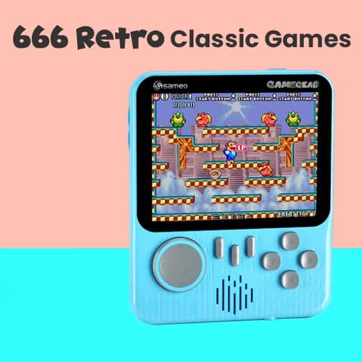 Sameo GameGear Handheld Video Game Console, Retro Mini Game with 666 Classic Retro Game TV Compatible for Kids, Rechargeable 8 Bit Classic (Aqua blue) view 5