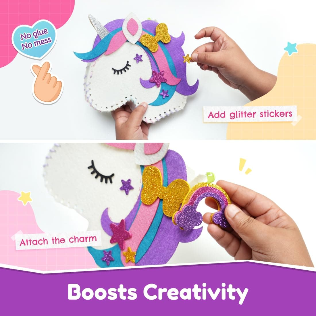 Bloomingo Art & Craft Kit - Unicorn Sling Bag: Fun Arts & Crafts Kit for Kids; Design Your Own Magical Unicorn Bag view 3