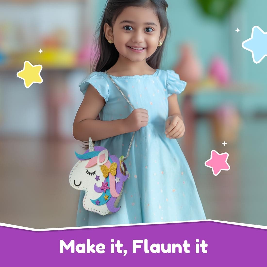 Bloomingo Art & Craft Kit - Unicorn Sling Bag: Fun Arts & Crafts Kit for Kids; Design Your Own Magical Unicorn Bag view 4