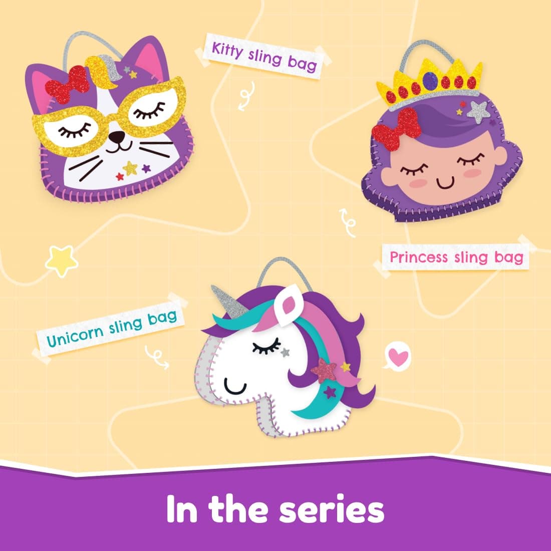 Bloomingo Art & Craft Kit - Unicorn Sling Bag: Fun Arts & Crafts Kit for Kids; Design Your Own Magical Unicorn Bag view 5