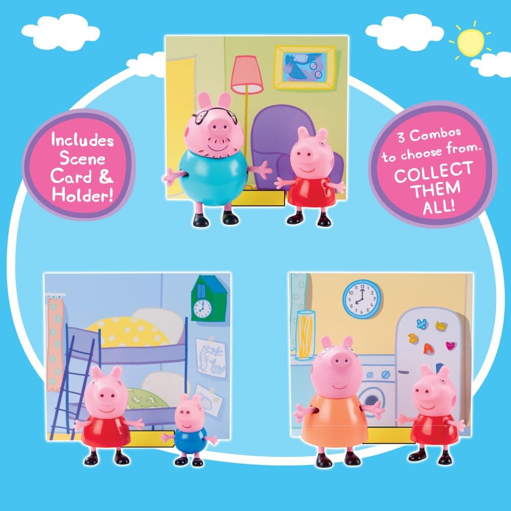 PEPPA PIG and Daddy Pig Twin Figure Fun Pack with Two Poseable Figures and a Scene Card, Preschool Toy for Girls and Boys Ages 3 Birthday Gift Toys for Kids view 4