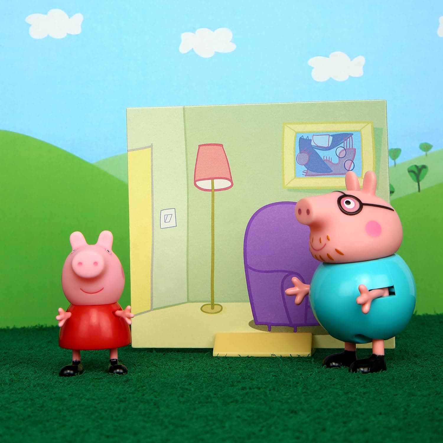 PEPPA PIG and Daddy Pig Twin Figure Fun Pack with Two Poseable Figures and a Scene Card, Preschool Toy for Girls and Boys Ages 3 Birthday Gift Toys for Kids view 7