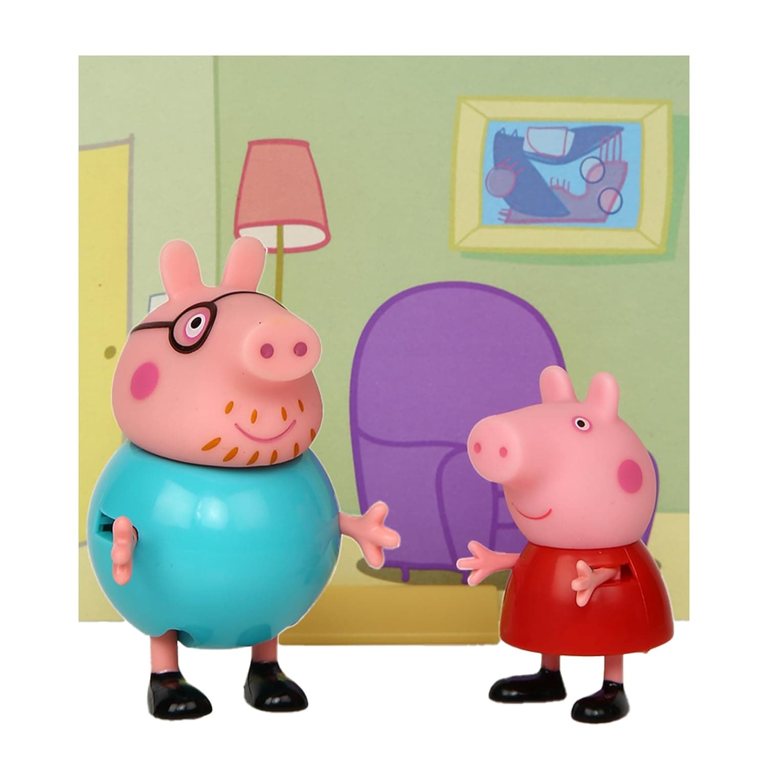 PEPPA PIG and Daddy Pig Twin Figure Fun Pack with Two Poseable Figures and a Scene Card, Preschool Toy for Girls and Boys Ages 3 Birthday Gift Toys for Kids view 5