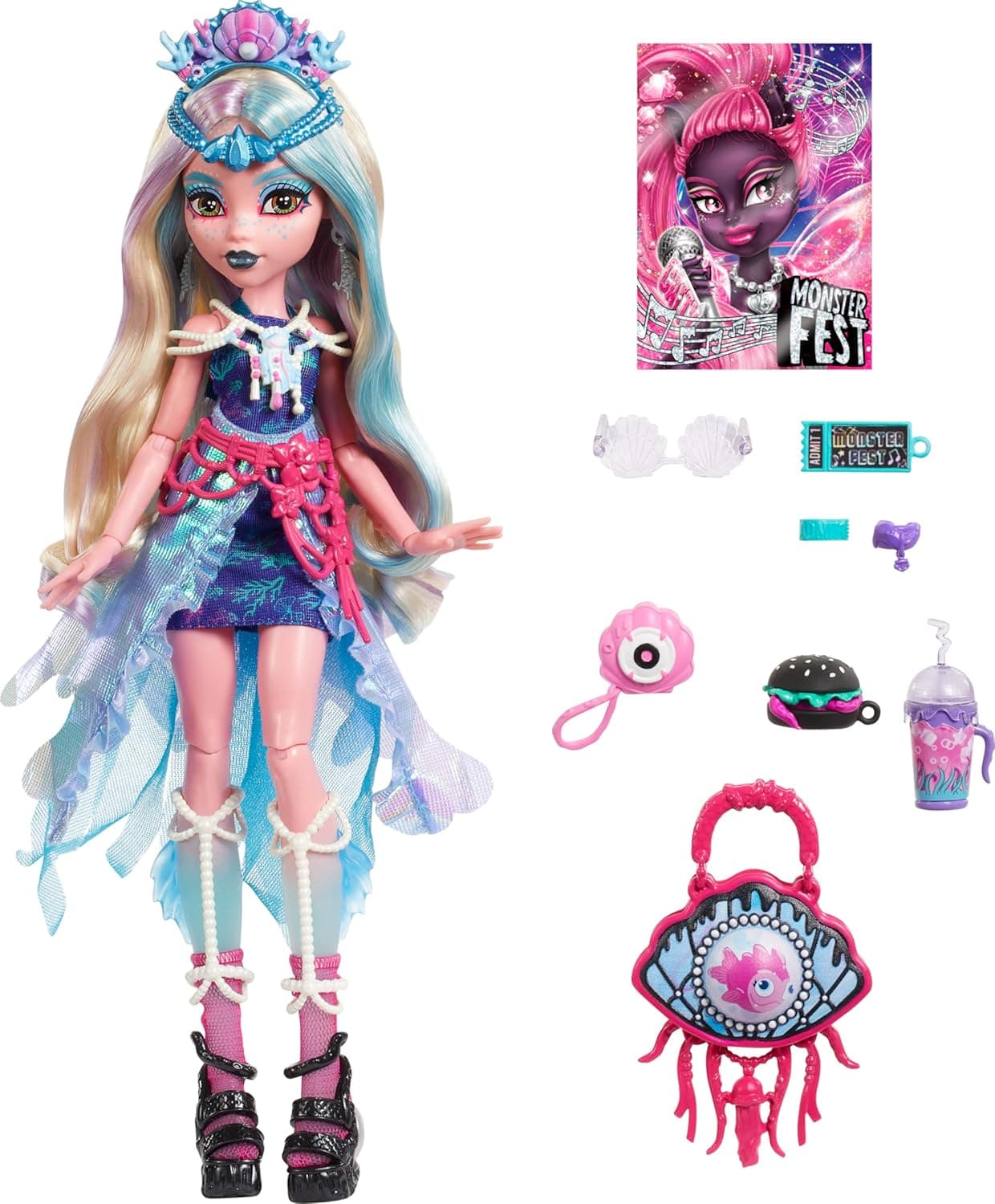Monster High Lagoona Blue Doll with Glam Monster Fest Outfit and Festival Themed Accessories view 5