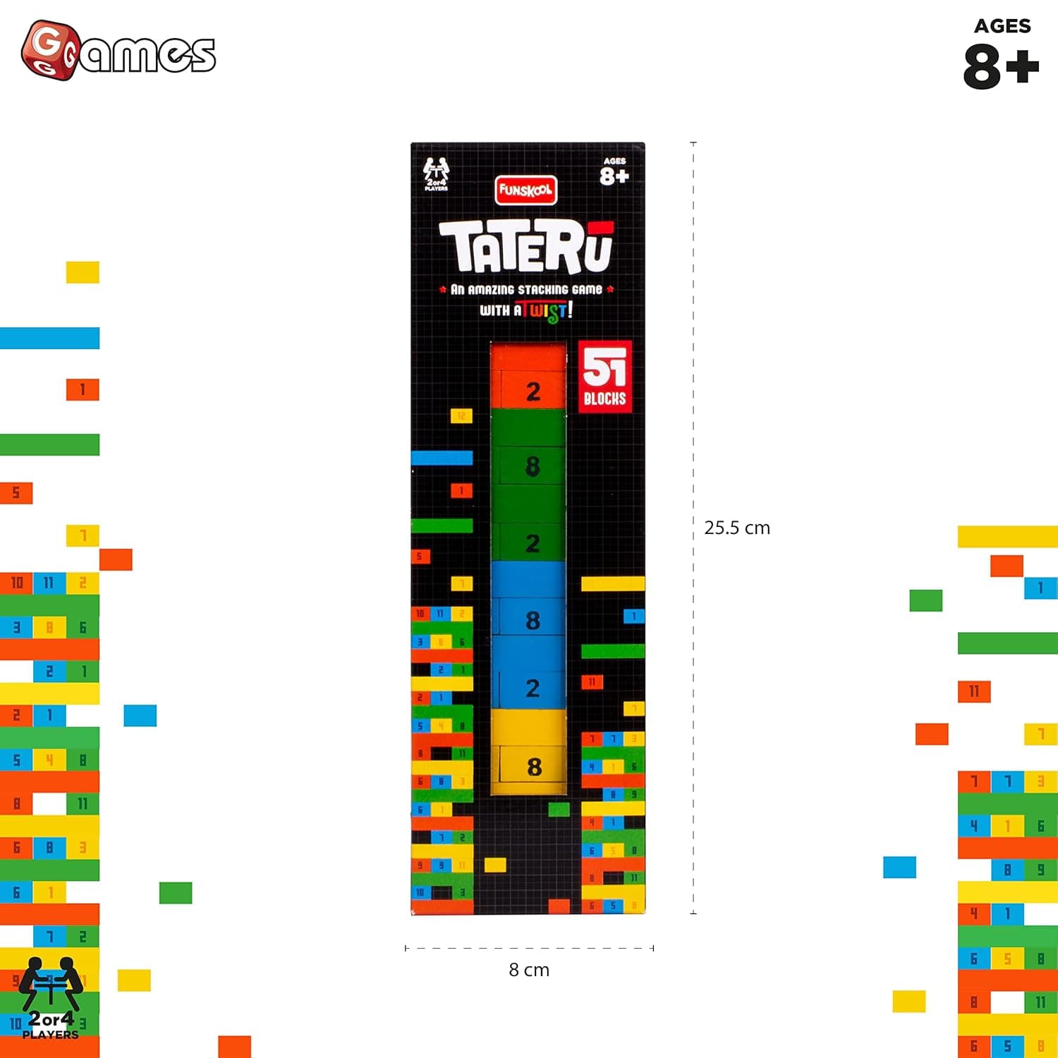 Funskool Adult Games,Tateru, Hardwood Blocks, Stacking Tower, Strategy Game, Stack Block Collect for 2 Or 4 Players,Ages 8 and Above