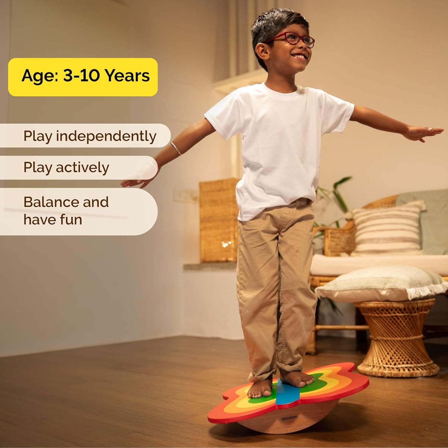 Shumee Butterfly Balance Board with Multicolour Child Safe Paint view 2