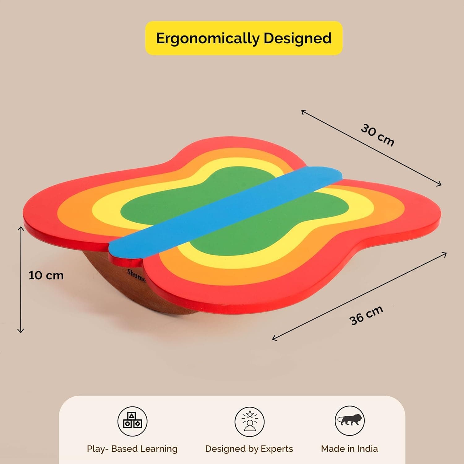 Shumee Butterfly Balance Board with Multicolour Child Safe Paint view 4