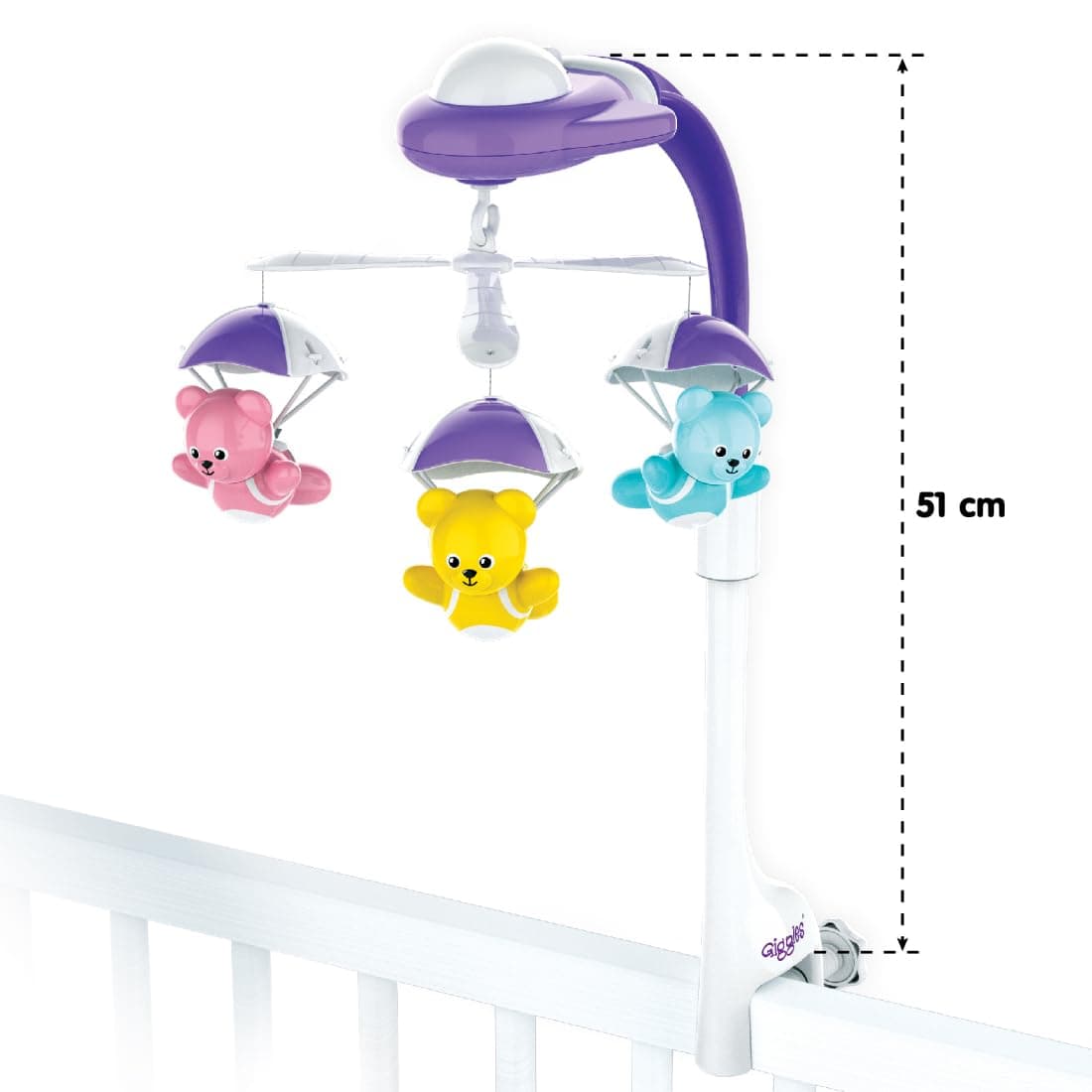 Funskool Giggles Bear Melody Crib Mobile, Bears in Parachute, Cot Mobile, Visual and Audtory Senses, New Born Babies, Soothing Melody, Multicolour view 4